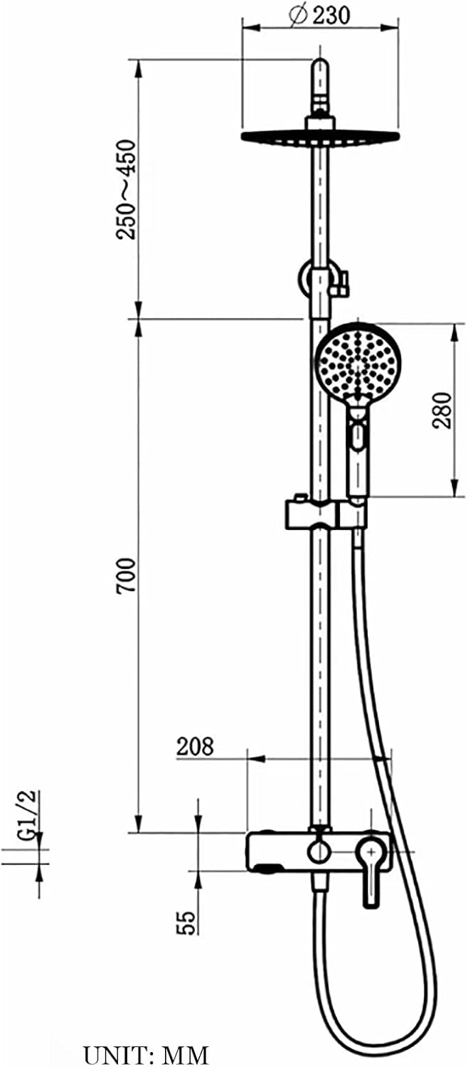 uhyOHF Rain Shower System Set with Handheld and 9 Head