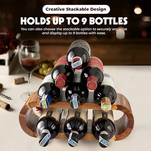 BLUEWEST 6 Bottle Wooden Wine Rack Stand 1