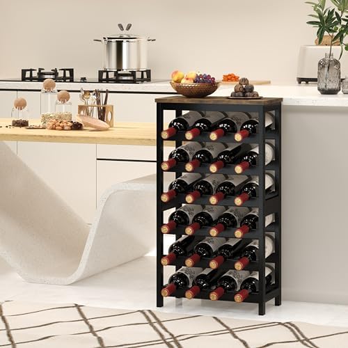 6 Tier Bamboo Wine Rack 24 Bottles Storage Display
