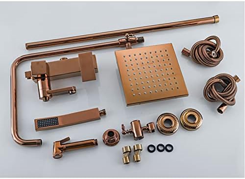 Rose Gold Exposed Shower Faucet Set with Handheld and Bidet Sprayer