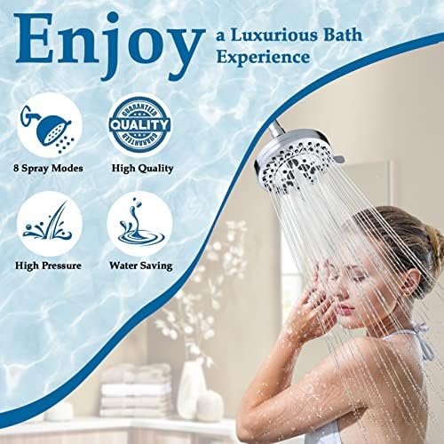 Aiscsc 8 Spray Modes Shower Head with 62 Nozzles