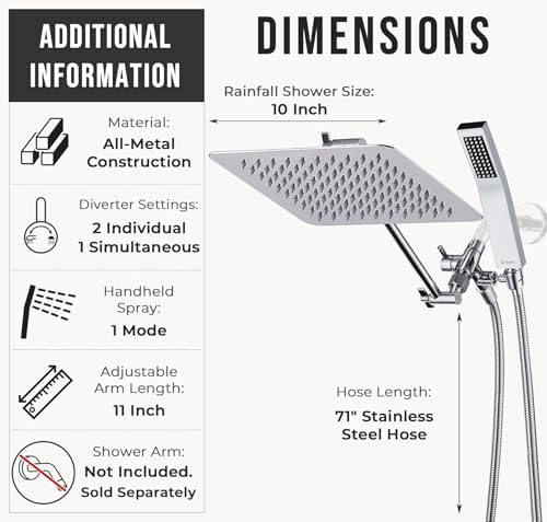 G Promise All Metal 10 Inch Dual Shower Head Set