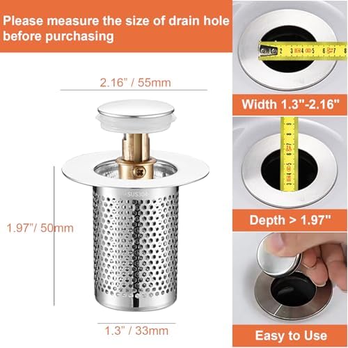RUXIEWEY Stainless Steel Drain Strainer 2PCS