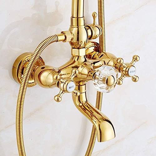 LASEVE UpScale 7 Way Crystal Ball Copper Shower Faucet Set