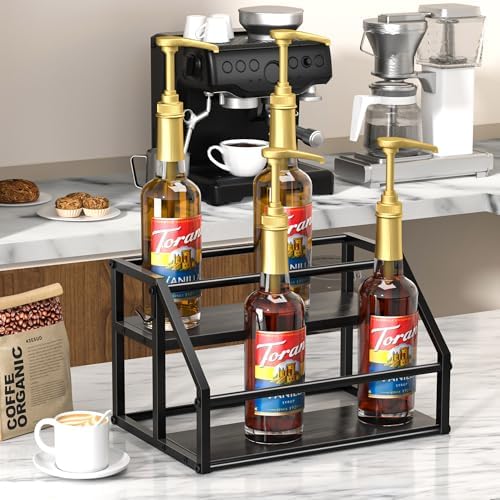 Homedawn Coffee Syrup 2-Tier Rack Organizer Black