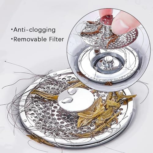 Eptaufty Bathroom Sink Drain Strainer with Spring Core 1