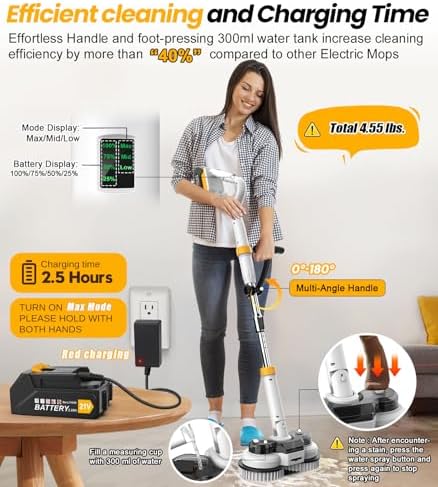 Qimedo 800RPM Cordless Electric Mop Scrubber