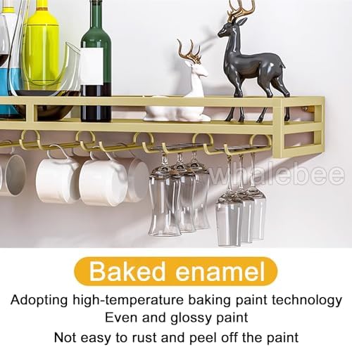 Whalebee Wall Mounted Wine Glass Rack 5 Rows Black