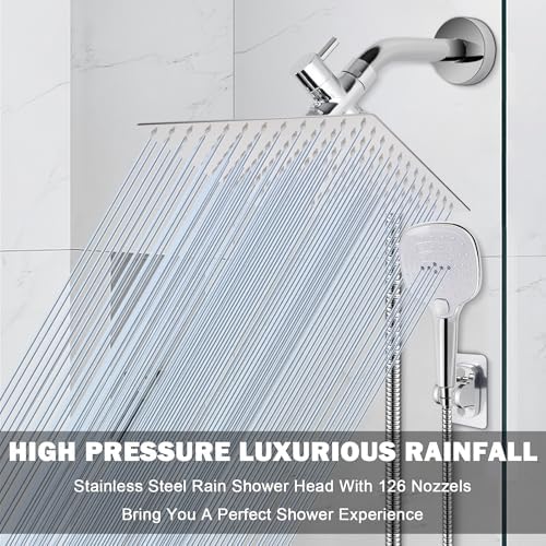 NearMoon Handheld Shower Head with 12 Inch Hose and 3 Spray Settings