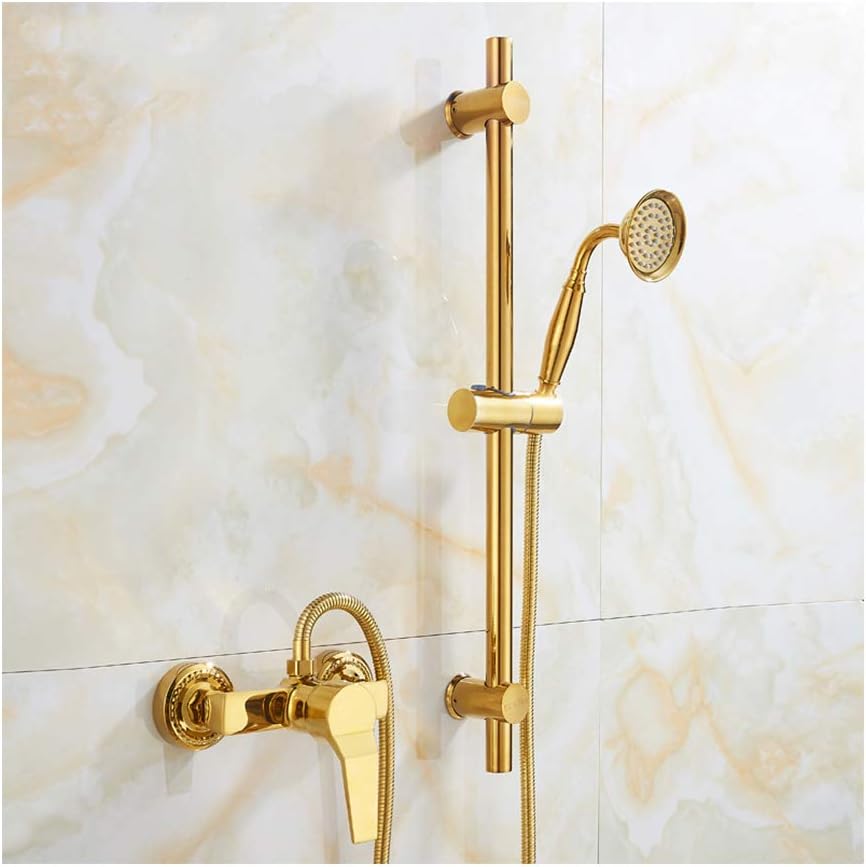 Contemporary Gold Wall Mounted Shower Set with Handheld