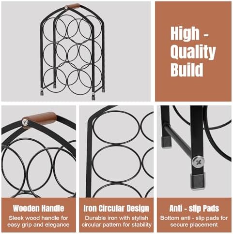 Tocemei 6-Bottle Tabletop Wine Rack Black
