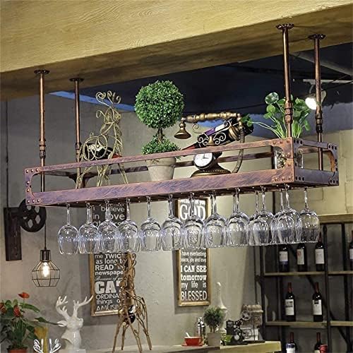 Adjustable Ceiling Wine Rack Holder Black Metal Wall-Mounted