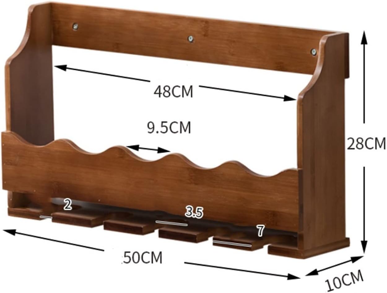 Wooden Wall-Mounted Wine Rack Display Stand with Bamboo Design