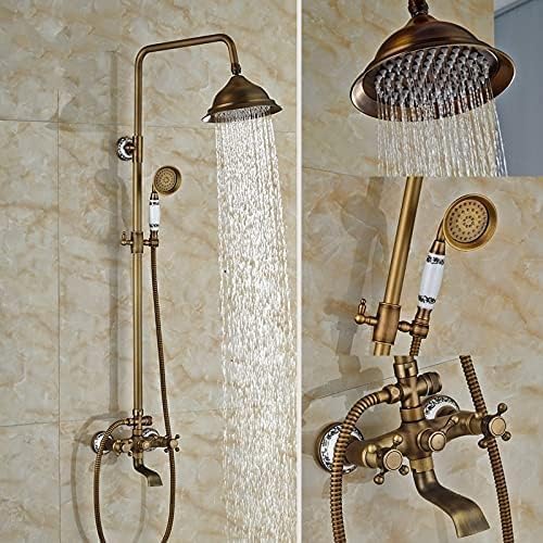 TECKI Antique Brass Shower Set with Dual Handles