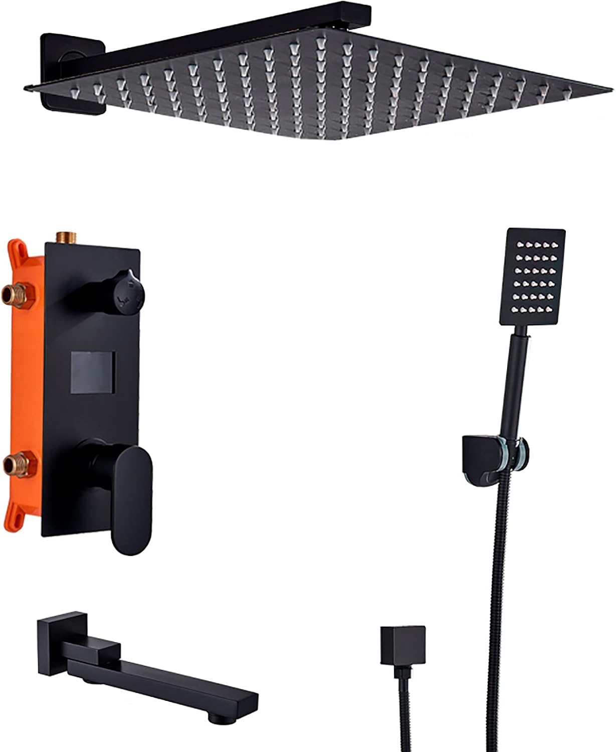 Wall Mounted Matte Black Shower Combo Set with Digital Display 1