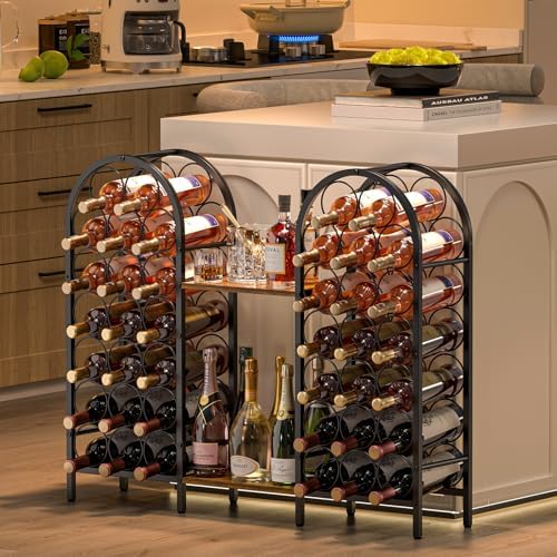 X-cosrack 40 Bottle Wine Rack with 2 Wooden Desktops