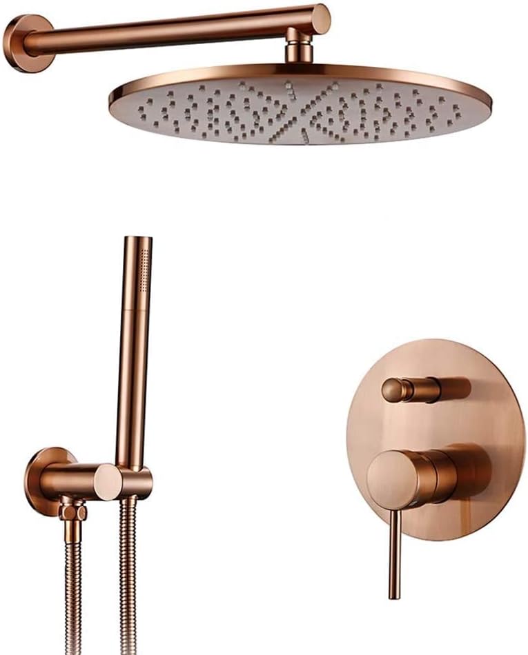 Brushed Rose Gold Brass Shower Trim System Set