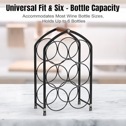 Tocemei 6-Bottle Tabletop Wine Rack Black