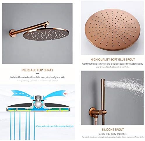 Brushed Rose Gold Rain Mixer Shower Combo Set
