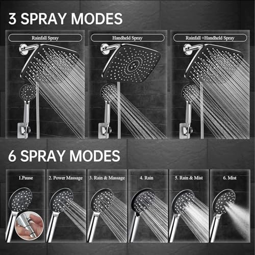 Veken 118 Inch Rain Shower Head with 5 Modes and 70 Hose