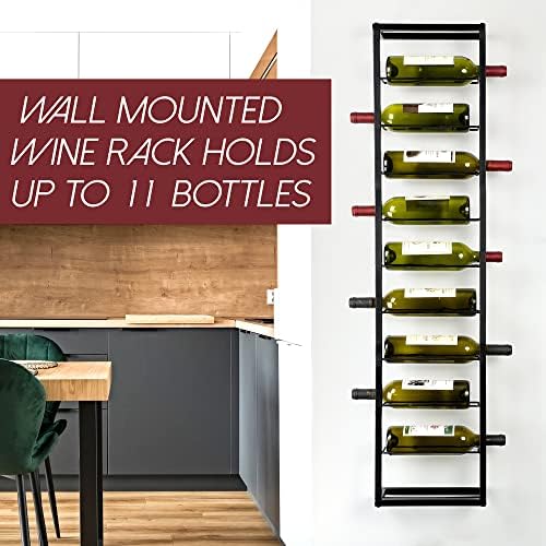 AQAREA Wall Mounted Wine Rack - 10 Bottle Metal Holder Black
