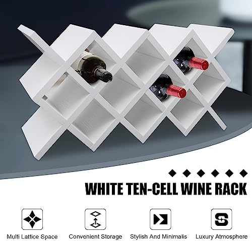 Bamboo Wine Rack Wall-Mounted 10-Bottle Storage