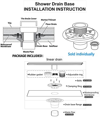 48 Inch Linear Shower Drain with Removable Panel