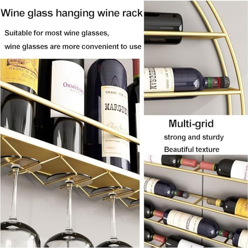 HUHJYUGE Wall-Mounted Wine Rack with Gold Finish