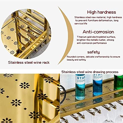 Stainless Steel Wall-Mounted Wine Rack 2-Layer Gold Brushed