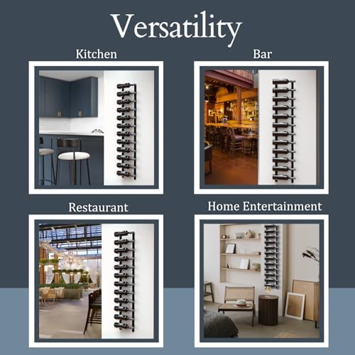 12-Bottle Black Metal Wall Wine Rack Modern Industrial Style