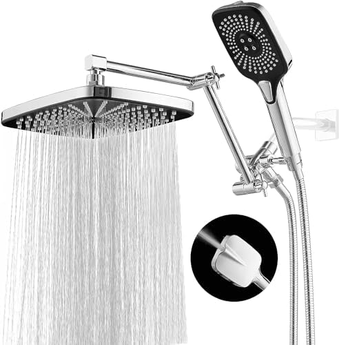 Jcrob 12 Inch Rain Shower Head Combo with Handheld and 3-Way Diverter
