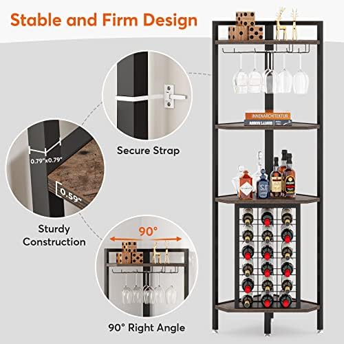 Tribesigns 4 Tier Industrial Corner Wine Rack