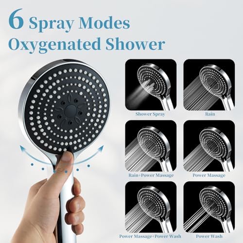 OFFO 6-Mode Handheld Shower Head with Chrome Finish