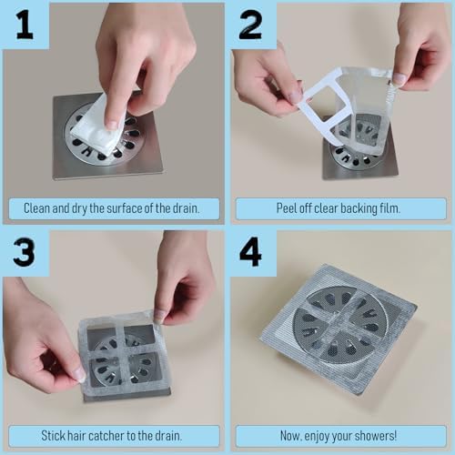 JINSILU 39 Inch Round Drain Hair Catcher Stickers 50PC Gray