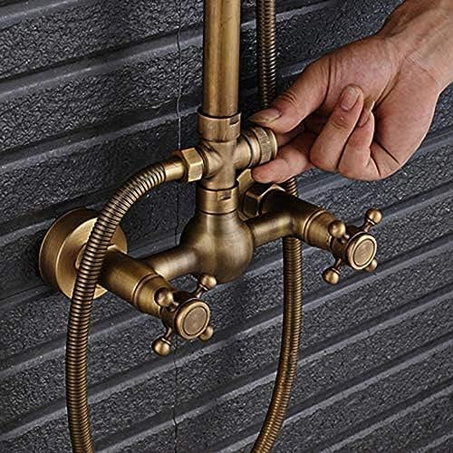 TECKI Antique Brass 8 Rainfall Shower Set with Handheld Sprayer