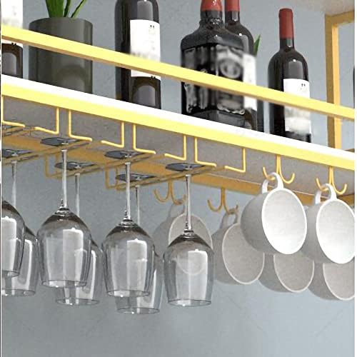 ZJDYDY 2 Tier Ceiling Wine Rack with Stemware Holder and Guard Rail