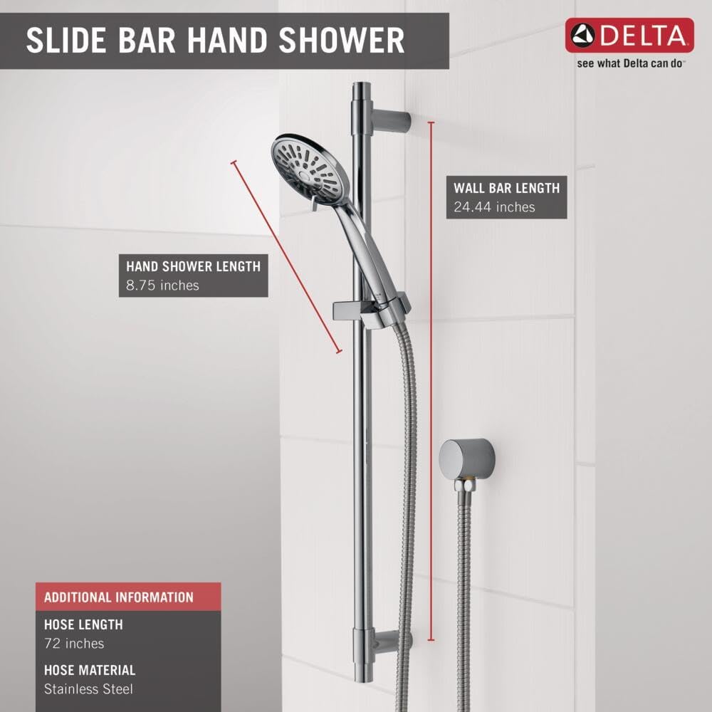 Delta Chrome Handheld Shower with Slide Bar and Detachable Head