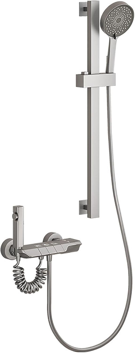 Piano Key Bathtub Faucet Set with 3 Functions Gray