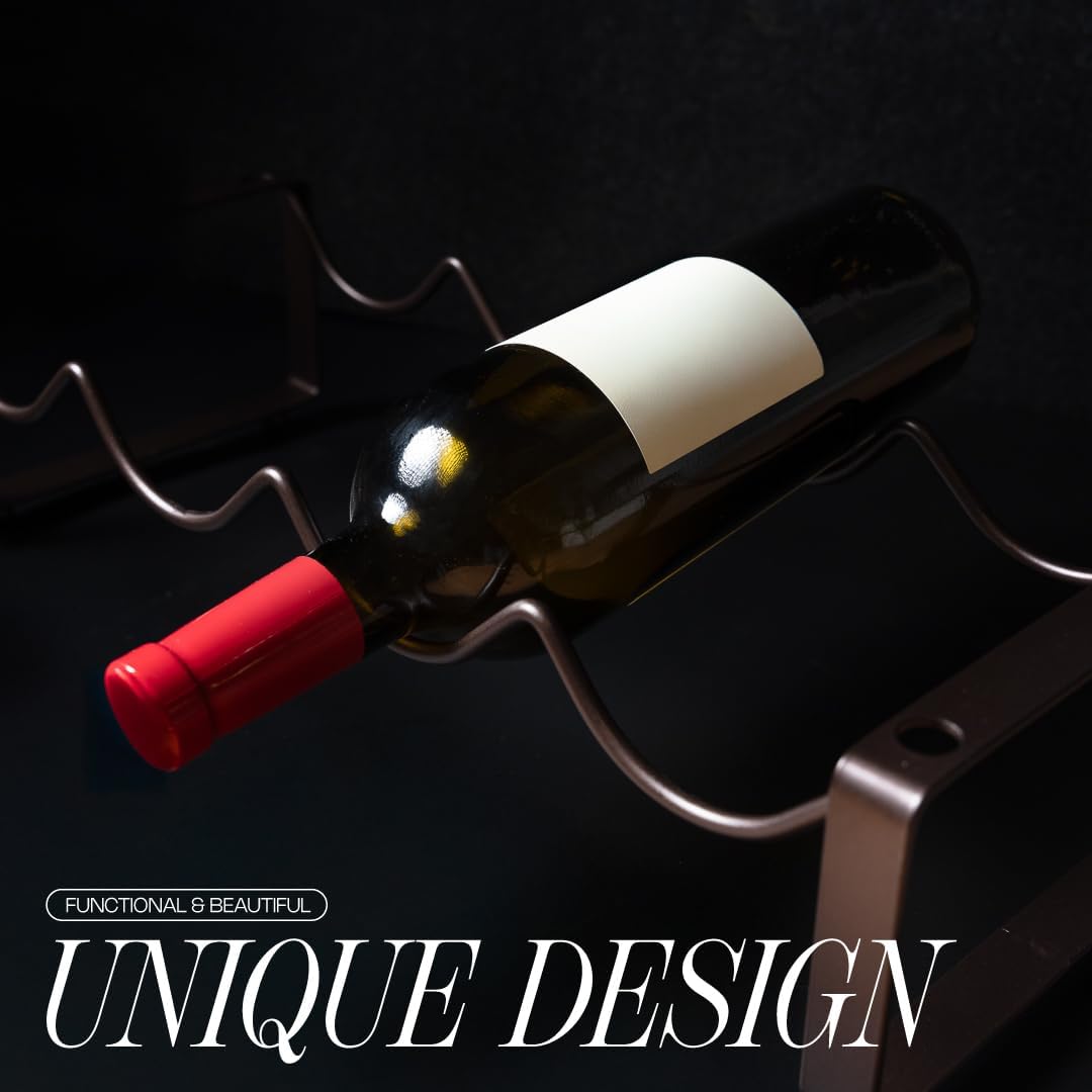 1-Tier Metal Wine Rack for Countertop - 4 Bottles Storage