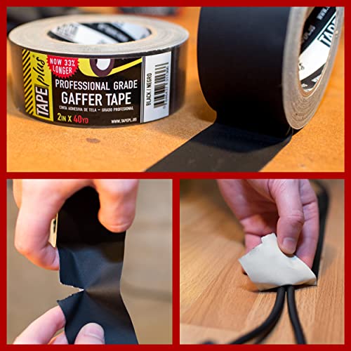 4 Pack Gaffer Tape - 2in x 40 Yards Black Non-Reflective Tape