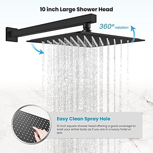 Gotonovo 10 Inch Rain Shower Faucet System with Matte Black Finish