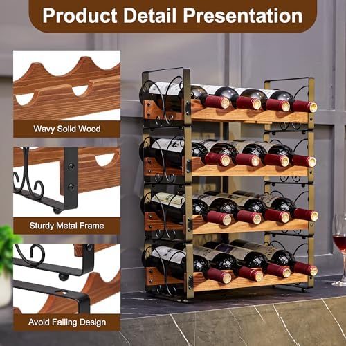 X-cosrack 4 Tier Stackable Wine Rack with Patent Design