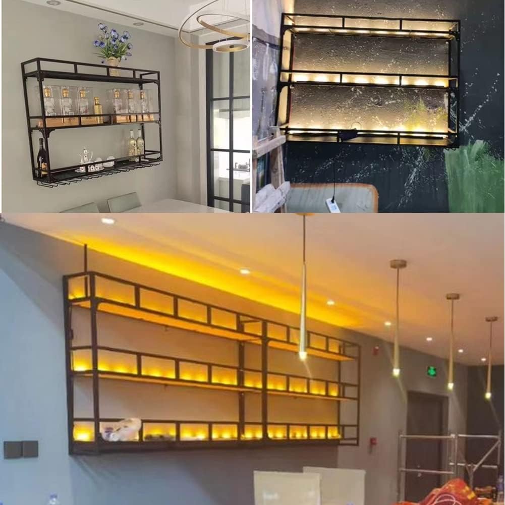 SilteD Wall-Mounted Wine Rack with LED Industrial Style