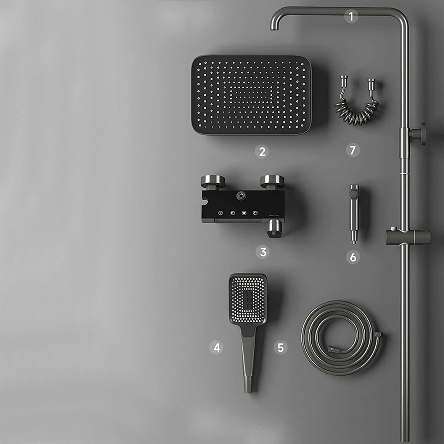 Thermostatic Shower System with 3 Functions Handheld Waterfall Rain and Bidet