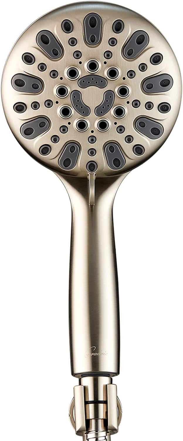 Couradric Handheld Shower Head with 6 Spray Settings and Brass Swivel Bracket