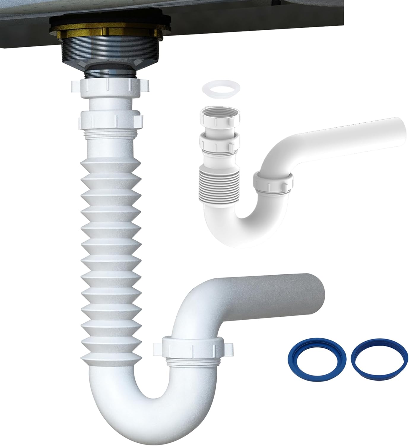 Variimage Flexible P Trap for Kitchen and Bathroom Sinks