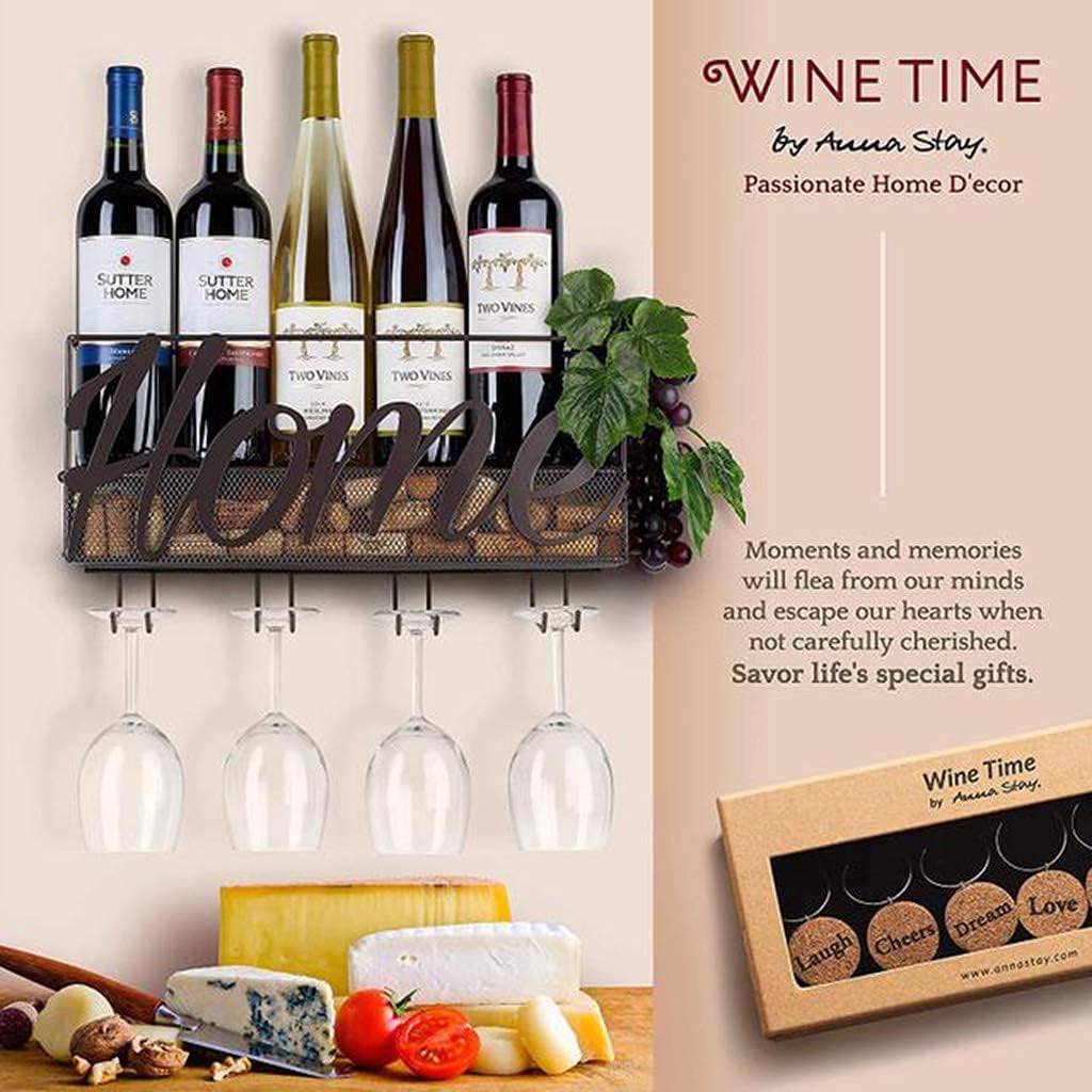 LASEVE Wall Mounted Wine Rack with Cork Storage