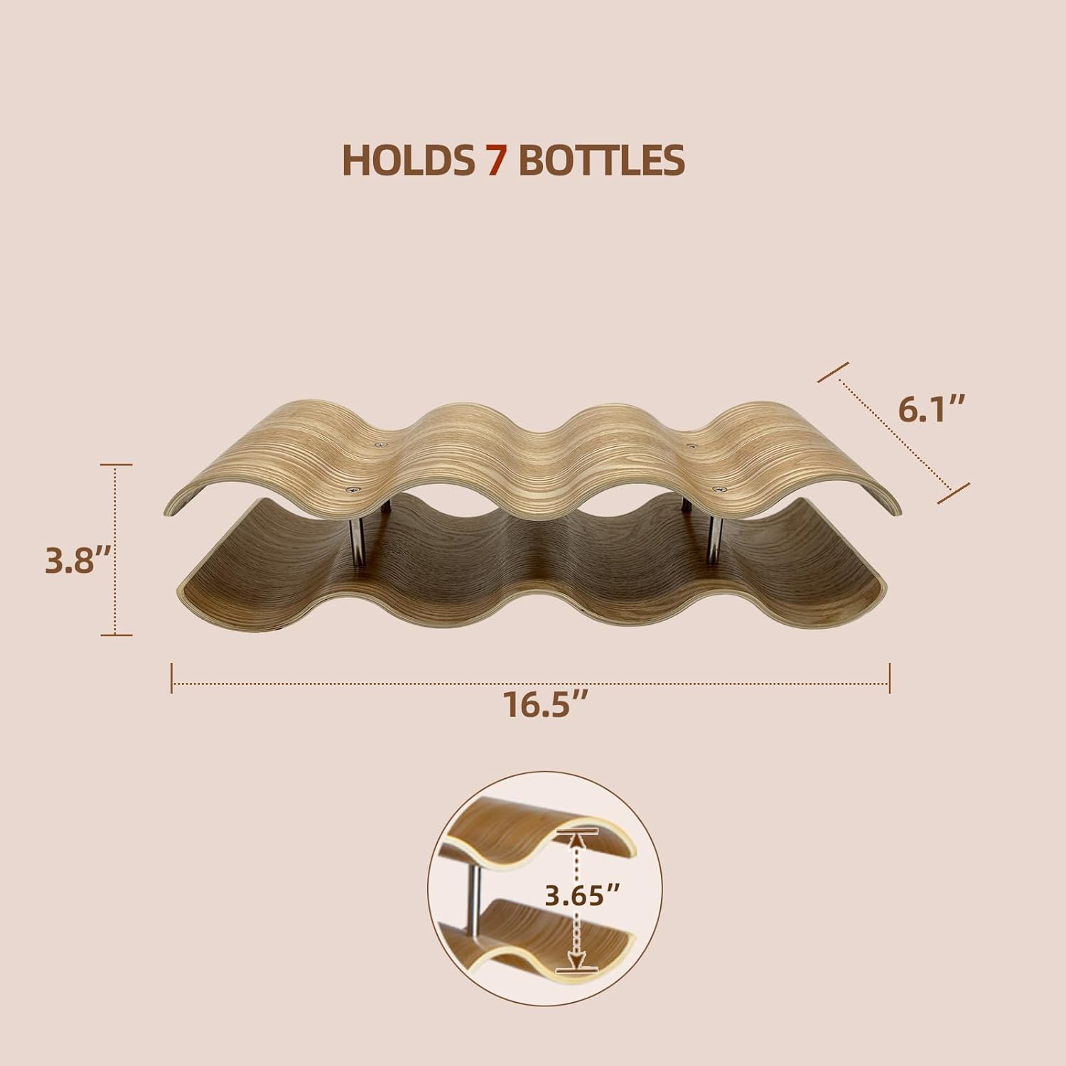 Bellglee 2-Tier Wooden Wine Rack Stand 7 Bottles