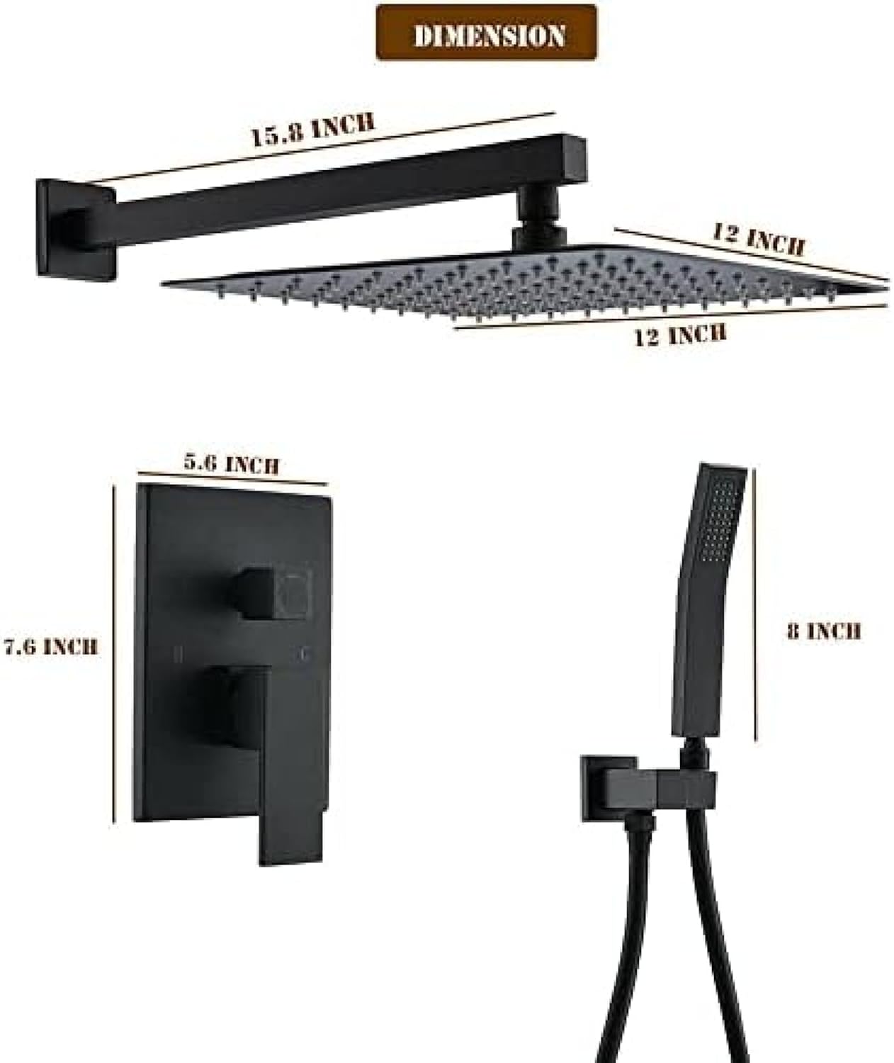 TECKI Thermostatic Shower Faucet System with LED Rainfall and Handheld Massage