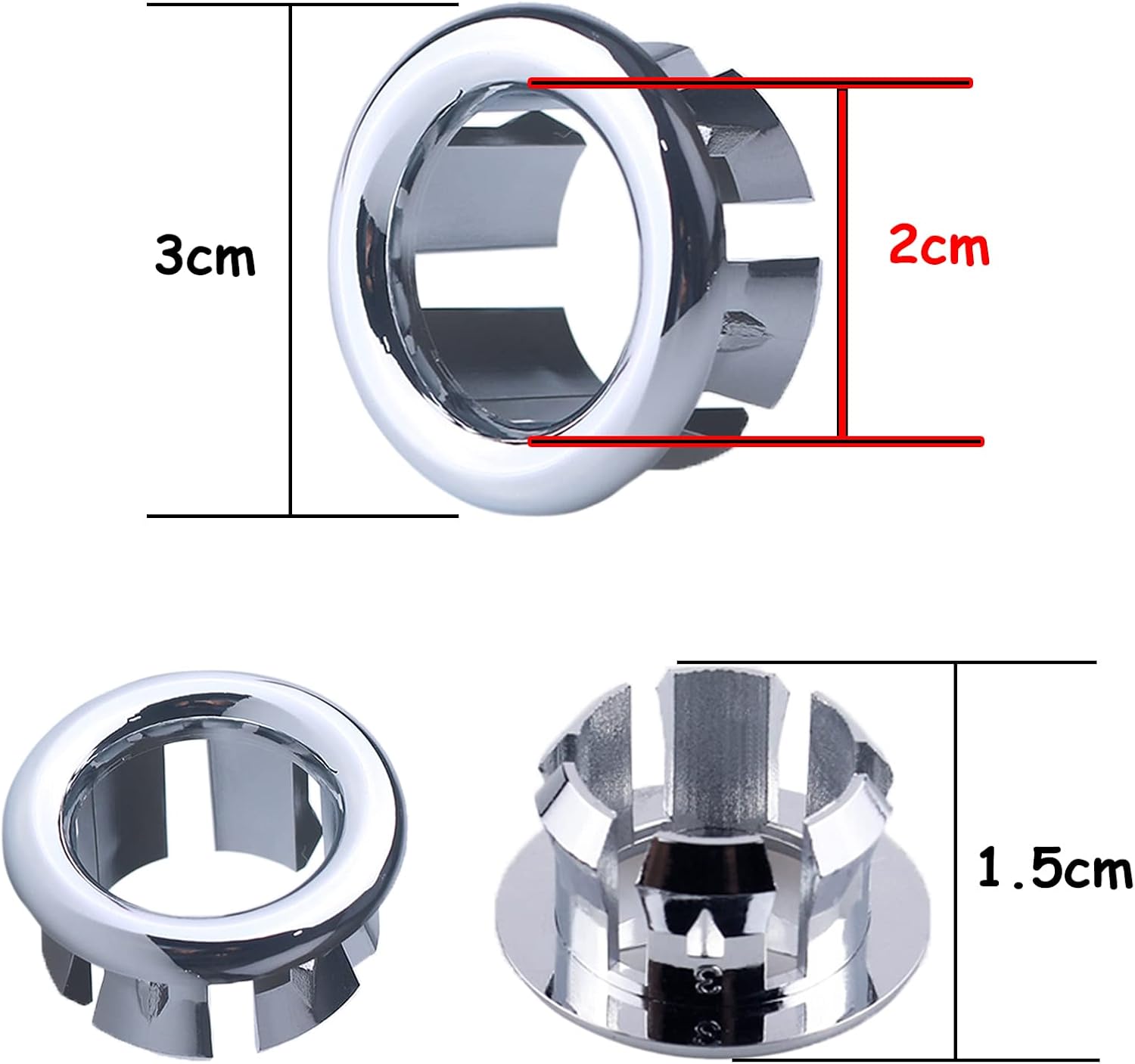 4 Pack Chrome Overflow Drain Cover for Sink and Basin
